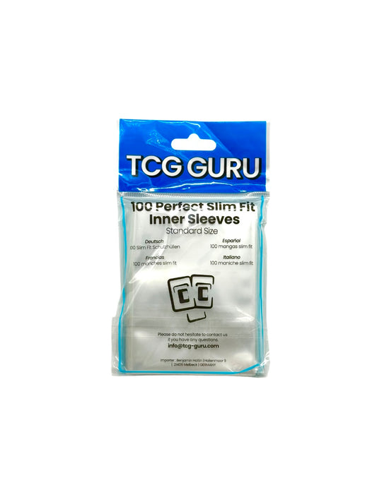 TCG Guru Perfect Fit Inner Sleeves 100 Stück – Slim Fit Kartenhüllen für Sammelkarten & Trading Cards – Klare Schutzhüllen Standardgröße