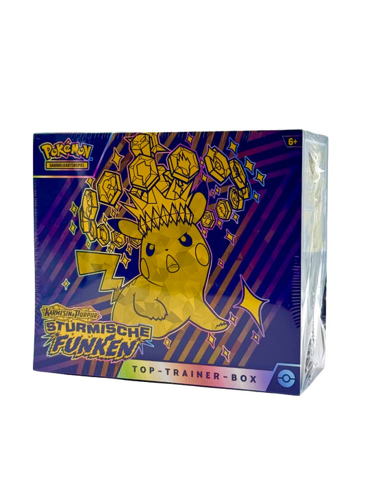 Pokémon Karmesin & Purpur – Stürmische Funken Top-Trainer-Box (Deutsch, Pikachu Design)
