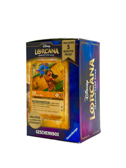 Disney Lorcana Geschenkbox – inkl. 5 Boosterpacks & Lilo Glimmer-Promokarte | Deutsch